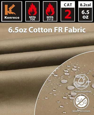 KONRECO FR Shirts for Men Fire Resistant Button Down Work Shirt 100% Cotton 6.5oz Lightweight Welding Shirts in Kuwait