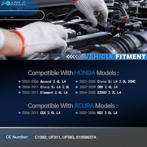 Set of 4 Ignition Coil Pack Spark Plugs Replacement for Honda Accord CRV Civic Element Acura RSX TSX 2002 2003 2004 2005 2006 2007 2008 2009 2.4 2.0 L4 Ignition Coils Spark Plugs UF311 UF583 in Kuwait