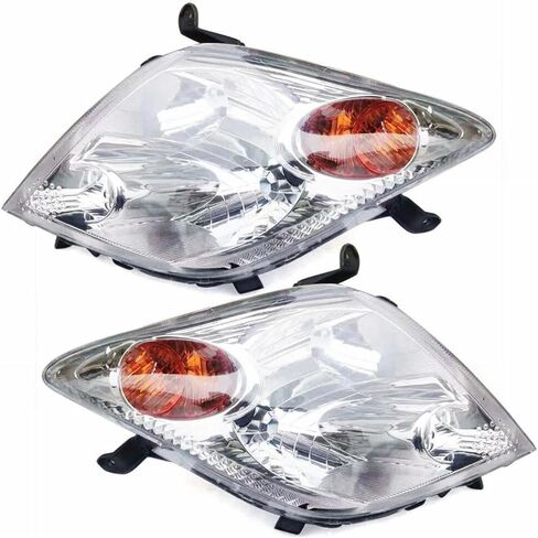 Front Halogen Headlight Assembly Compatible Left+Right Side Driver & Passenger Head Lights Direct Replacement Headlamps Perfect Match Car Assy Set for 2004 2005 Toyota Scion xA (Left+Right) in Saudi Arabia