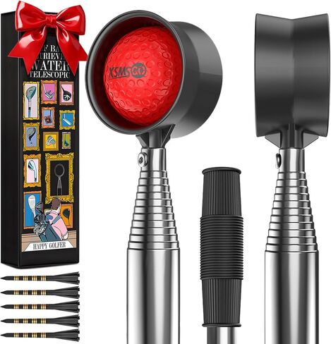 مسترد كرة جولف من الفولاذ المقاوم للصدأ بطول 9 أقدام/12 قدم للمياه، جزء علوي من منتقي كرات الجولف عالي المتانة على الوجهين، هدايا إكسسوارات الجولف للرجال والنساء. in Kuwait