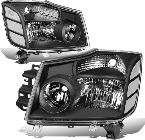 DNA MOTORING HL-OH-NARN04-BK-CL1 Pair Headlights Compatible with 04-15 Nissan Titan / 05-07 Armada,Black Housing Clear Lens/Reflector in Saudi Arabia