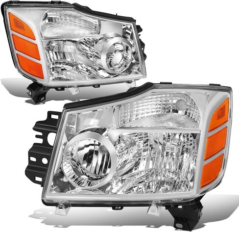 DNA MOTORING HL-OH-NARN04-BK-CL1 Pair Headlights Compatible with 04-15 Nissan Titan / 05-07 Armada,Black Housing Clear Lens/Reflector in Saudi Arabia