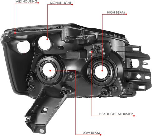 DNA MOTORING HL-OH-NARN04-BK-CL1 Pair Headlights Compatible with 04-15 Nissan Titan / 05-07 Armada,Black Housing Clear Lens/Reflector in Saudi Arabia