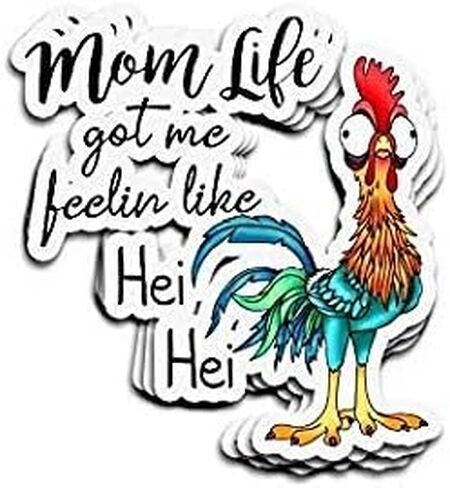 ملصق جرافيك Mom Life Got Me Feelin Like HEI HEI Chicken - ملصق لاصق in Saudi Arabia