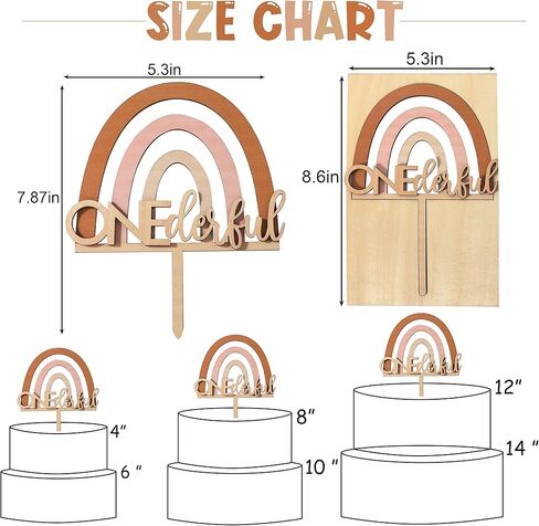 غلاف كعكة Onederful من خشب قوس قزح من Boho - ديكور عيد الميلاد الأول للأولاد والبنات، سحق الكيك، دعامات كشك الصور، الذكرى السنوية الأولى in Kuwait