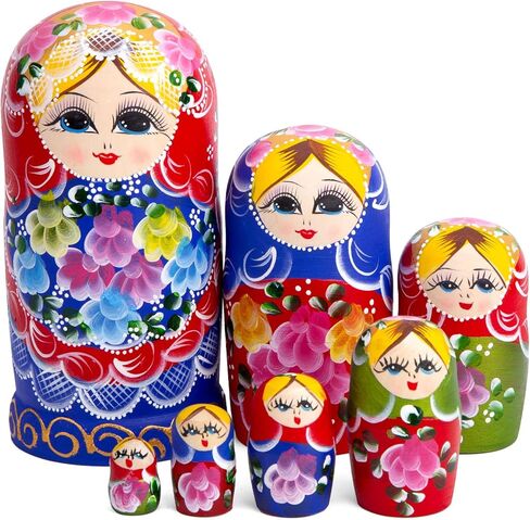 AMOR PRESENT Nutcracker Nesting Dolls, 5PCS Nutcracker Matryoshka Wood Nesting Nutcrackers for Christmas Children Kids Birthday Gift in Saudi Arabia