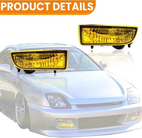 YLT AUTO زوج من مجموعة استبدال مصابيح الضباب للمصد الأمامي مع المصابيح والأسلاك لـ 1997 1998 1999 2000 2001 Honda Prelude (عدسة صفراء) in Kuwait