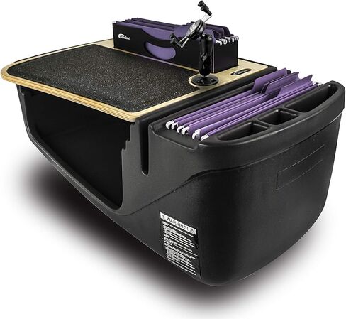 AutoExec AE-FMEF-PI-TAB-11M مكتب السيارة FileMaster ذو الكفاءة لمحطة عمل سيارتك والمكتب المحمول، طبيعي مع عاكس طاقة 400 واط وحامل للكمبيوتر اللوحي in Kuwait