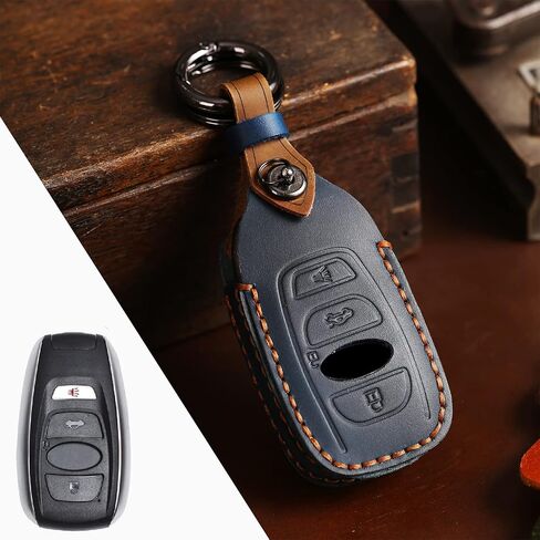 for 2023 Subaru Smart Key Case Cover, Handmade Leather Keychain Cover, With Metal Keychain for Forester Outback Crosstrek WRX Ascent BRZ Impreza Legacy Smart Key (Brown) in Saudi Arabia