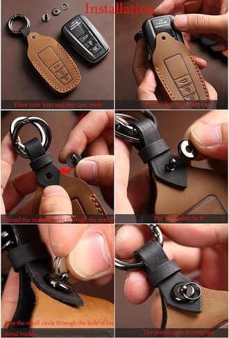 for 2023 Subaru Smart Key Case Cover, Handmade Leather Keychain Cover, With Metal Keychain for Forester Outback Crosstrek WRX Ascent BRZ Impreza Legacy Smart Key (Brown) in Saudi Arabia