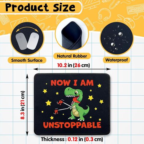 هدايا لوحة ماوس مضحكة على شكل ديناصور - Now I am Unstoppable - لوحة ماوس غير قابلة للانزلاق مع حافة مخيطة - حصيرة ماوس مستطيلة لألعاب الكمبيوتر المحمول - هدايا ملهمة للنساء والرجال وزملاء العمل والأصدقاء in Kuwait