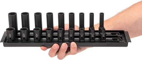 TEKTON 3/8 Inch Drive 12-Point Impact Socket Set with Rails, 68-Piece (1/4-1 in., 6-24 mm) | SID91219 in Saudi Arabia