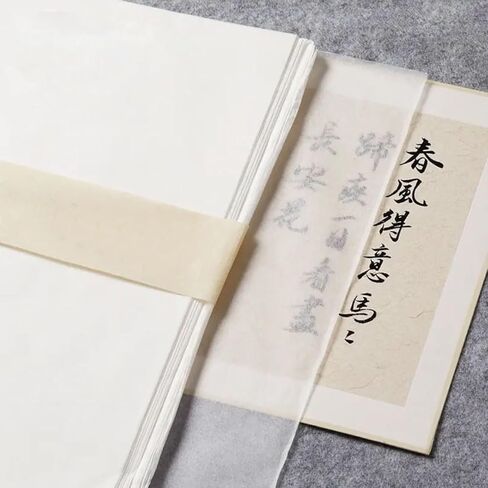 100 PCS Ancient Bamboo Pulp Handmade Cicada Wing Rice Paper - Antique Distressed, Vegetation Dyed Semi-Raw for Calligraphy, Painting & Crafts - 13.8x16.5 Inches (Antique, 13.8 × 16.5in) in Saudi Arabia