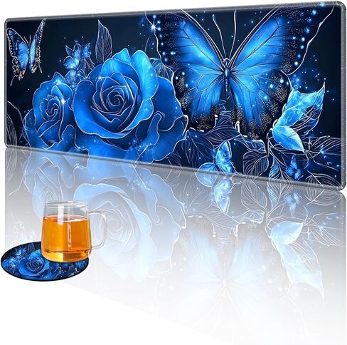 لوحة ماوس طويلة للألعاب مع كوستر أزرق مهيب حافة ذئب خياطة لوحة مفاتيح ماوس للمكتب المنزلي سطح مكتب ممتد لوحة ماوس طويلة سطح بوليستر وقاعدة مطاطية مضادة للانزلاق in Kuwait