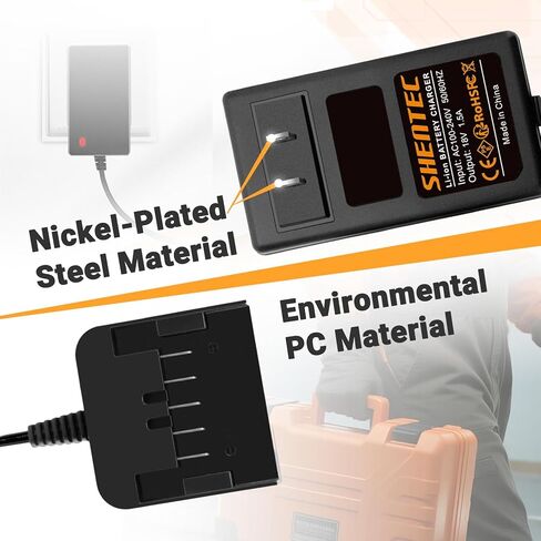 Shentec 18V/1.5A Lithium Battery Charger UC18YSL3SM Compatible with 18V Metabo 333353M 339782M 338890M 371751M 6.25457.00 6.25459 6.25468 6.25469.00 6.25499.00 6.25527 Lithium-Ion Slide Style Battery in Saudi Arabia