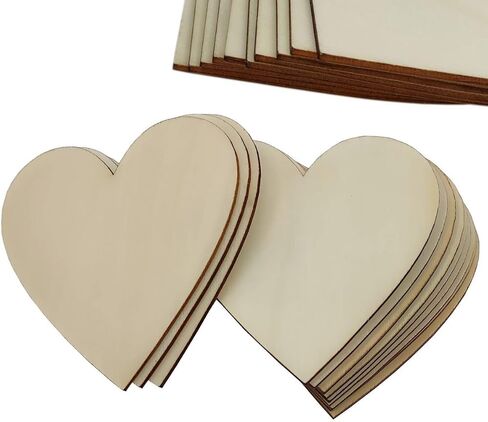 Unfinished Wood Cutout, 4 inch (10cm) Wooden Hearts, Natural Unfinished Wood,Pack of 20 in Saudi Arabia