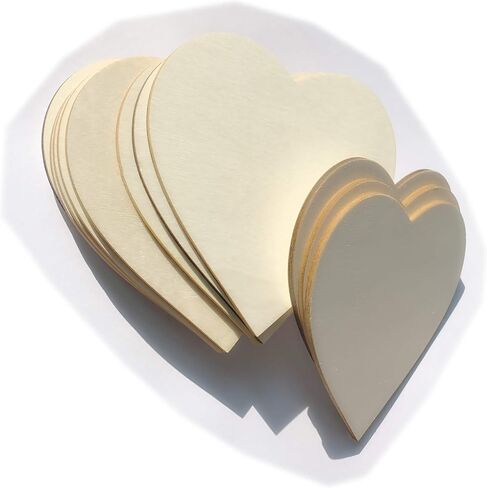 Unfinished Wood Cutout, 4 inch (10cm) Wooden Hearts, Natural Unfinished Wood,Pack of 20 in Saudi Arabia