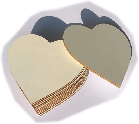 Unfinished Wood Cutout, 4 inch (10cm) Wooden Hearts, Natural Unfinished Wood,Pack of 20 in Saudi Arabia
