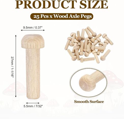 MECCANIXITY Wooden Axle Pegs 7/32" Dia. 1-1/16" Length, Unfinished Wood Pegs for DIY Model Cars Trucks, 25pcs in Saudi Arabia