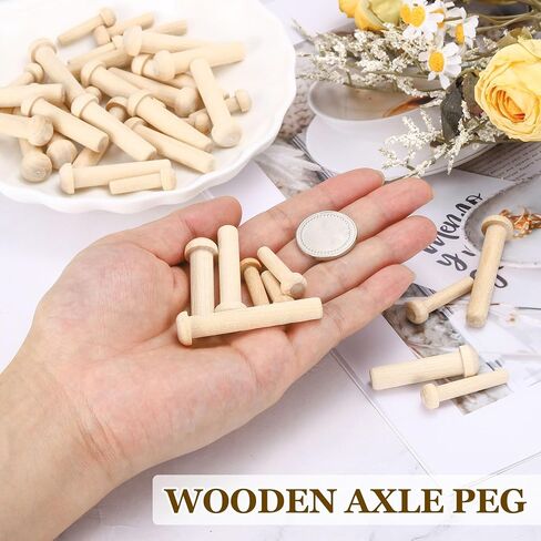 MECCANIXITY Wooden Axle Pegs 7/32" Dia. 1-1/16" Length, Unfinished Wood Pegs for DIY Model Cars Trucks, 25pcs in Saudi Arabia
