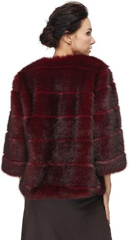 Women Faux Fur Leopard Coats Cropped Jacket with Pockets Long Sleeve Shaggy Warm Outerwear for Fall Winter in Kuwait