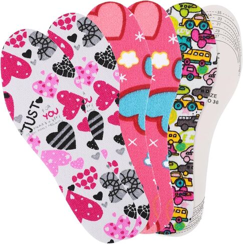 3 Pairs Shoe Insoles for Kids, Memory Sponge Shoe Inserts Trim to Fit Inserts, Replacement Multi-Colored Cushioning Insoles for Children and Toddler Spring Summer in Saudi Arabia
