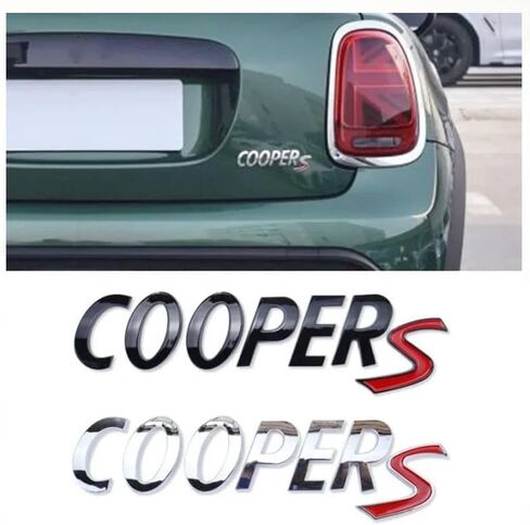 ملصق Cooper S Emblem Letter ثلاثي الأبعاد لشعار صندوق السيارة الخلفي العالمي لميني كوبر R55 R56 R60 F54 F55 F56 F60 (فضي)، COP-S9 in Saudi Arabia