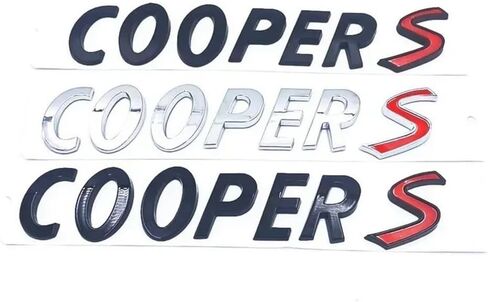ملصق Cooper S Emblem Letter ثلاثي الأبعاد لشعار صندوق السيارة الخلفي العالمي لميني كوبر R55 R56 R60 F54 F55 F56 F60 (فضي)، COP-S9 in Saudi Arabia