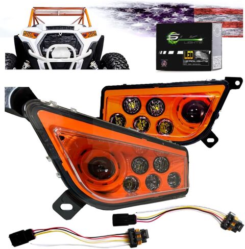 SLK-Lights (LIME) RZR LED Headlight compatible with Polaris General, Polaris RZR 900s, Polaris razor 1000 XP Turbo (Fits: 2015-2021) (NON Halo Lime) in Saudi Arabia
