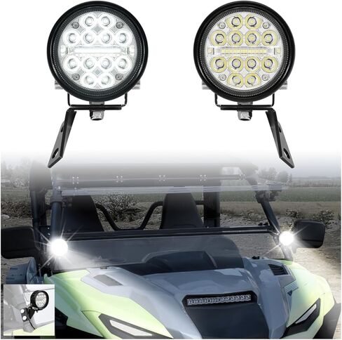 مصابيح LED على شكل عمود من SAUTVS لملحقات Yamaha Wolverine RMAX 1000 2021-2026، وأضواء مساعدة مع دعامة تثبيت وحزام الأسلاك، التوصيل والتشغيل (قطعتان) in Saudi Arabia