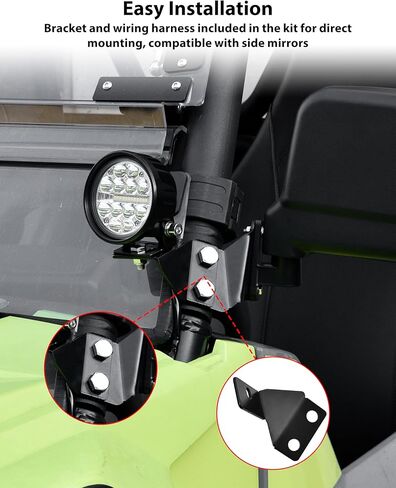 مصابيح LED على شكل عمود من SAUTVS لملحقات Yamaha Wolverine RMAX 1000 2021-2026، وأضواء مساعدة مع دعامة تثبيت وحزام الأسلاك، التوصيل والتشغيل (قطعتان) in Saudi Arabia