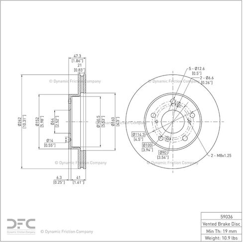 شركة الاحتكاك الديناميكي الدوار الفرامل المطلية GEOSPEC 604-59036 (1) لسيارة Honda Civic 2012-2015، 2013-2015 Acura ILX in Saudi Arabia