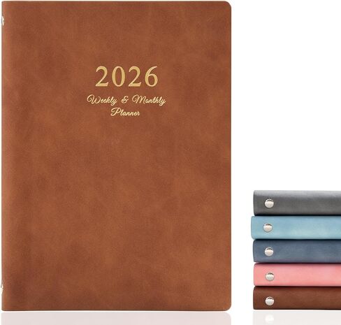KaiRuiYing 2026 Planner Weekly and Monthly Calender, Jan. 2026 - Dec. 2026, PU Leather Flower Refillable Planner with 12 Monthly Tabs, Best Gifts for Teens Girls and Boys (6.7"x9.1", Light Blue) in Saudi Arabia