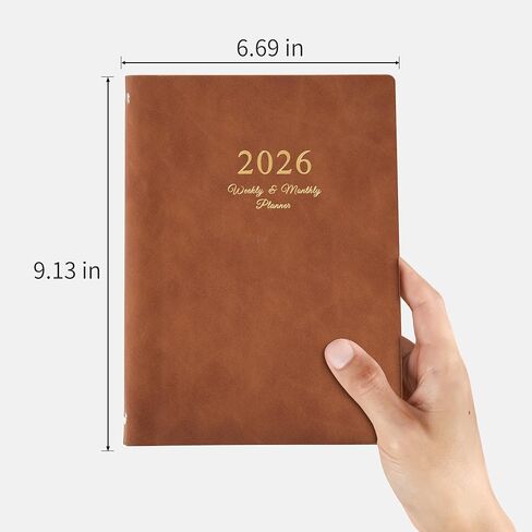 KaiRuiYing 2026 Planner Weekly and Monthly Calender, Jan. 2026 - Dec. 2026, PU Leather Flower Refillable Planner with 12 Monthly Tabs, Best Gifts for Teens Girls and Boys (6.7"x9.1", Light Blue) in Saudi Arabia