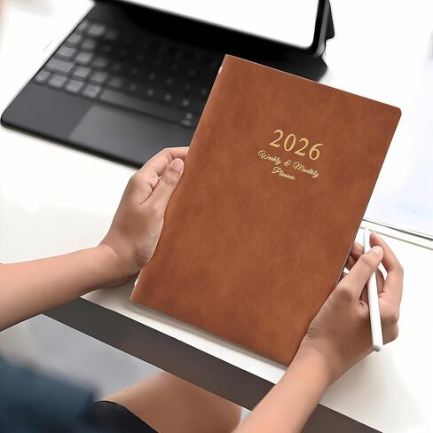 KaiRuiYing 2026 Planner Weekly and Monthly Calender, Jan. 2026 - Dec. 2026, PU Leather Flower Refillable Planner with 12 Monthly Tabs, Best Gifts for Teens Girls and Boys (6.7"x9.1", Light Blue) in Saudi Arabia