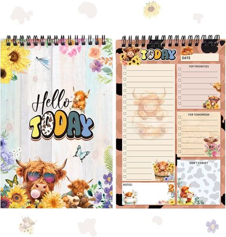 Funny Chickens Sticky to Do Notepad - Chicken Scratch - Rooster Baby Chick Chicken Coop Lover Gifts | Country Themed Spiral Notebook | ChickenScratch Chicklet Barn Office Accessories 80 Sheets in Saudi Arabia