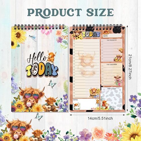 Funny Chickens Sticky to Do Notepad - Chicken Scratch - Rooster Baby Chick Chicken Coop Lover Gifts | Country Themed Spiral Notebook | ChickenScratch Chicklet Barn Office Accessories 80 Sheets in Saudi Arabia