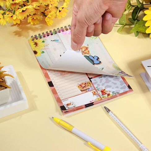Funny Chickens Sticky to Do Notepad - Chicken Scratch - Rooster Baby Chick Chicken Coop Lover Gifts | Country Themed Spiral Notebook | ChickenScratch Chicklet Barn Office Accessories 80 Sheets in Saudi Arabia