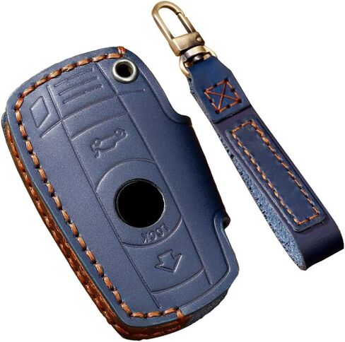 ontto Leather Key Cover with Keychain Fit for BMW 1 3 5 Series E90 E92 E93 X5 X6 Z4 E90 Smart Remote Key Fob Case Black in Saudi Arabia