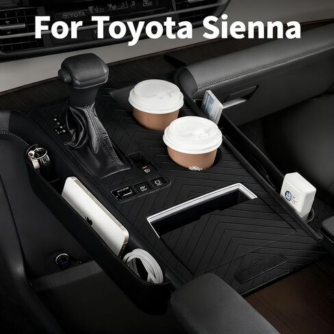 لملحقات Toyota Sienna لوحة وحدة التحكم المركزية، صندوق تخزين من السيليكون، غطاء وحدة التحكم المركزية، منظم تخزين، وسادة حماية، صينية شحن لاسلكي (أسود) in Kuwait