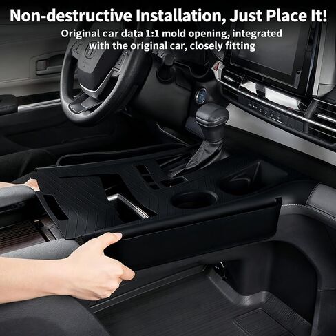لملحقات Toyota Sienna لوحة وحدة التحكم المركزية، صندوق تخزين من السيليكون، غطاء وحدة التحكم المركزية، منظم تخزين، وسادة حماية، صينية شحن لاسلكي (أسود) in Kuwait