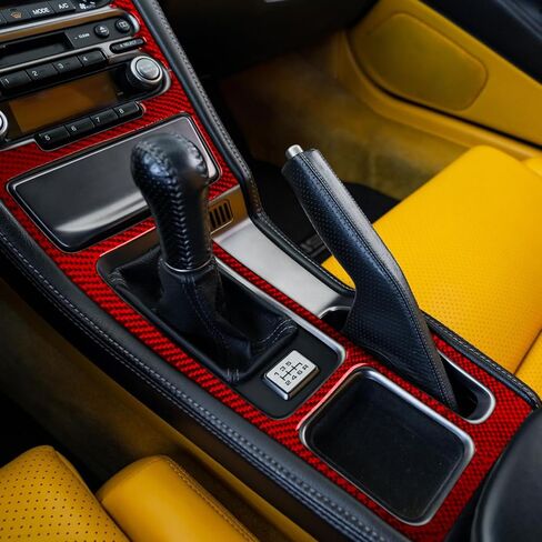 Real Bright Red Carbon Fiber Car Center Console Manual Gear Shift and CD Radio Player Control Panel Sticker Auto Interior Accessories Compatible with Acura NSX/NS-X(NA1/2)2-Door Coupe 1990-2005 in Saudi Arabia