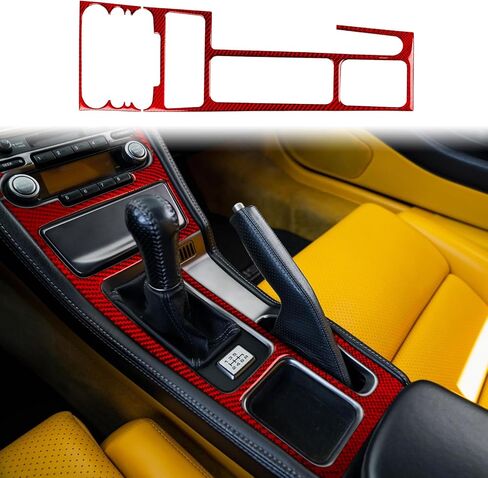 Real Bright Red Carbon Fiber Car Center Console Manual Gear Shift and CD Radio Player Control Panel Sticker Auto Interior Accessories Compatible with Acura NSX/NS-X(NA1/2)2-Door Coupe 1990-2005 in Saudi Arabia