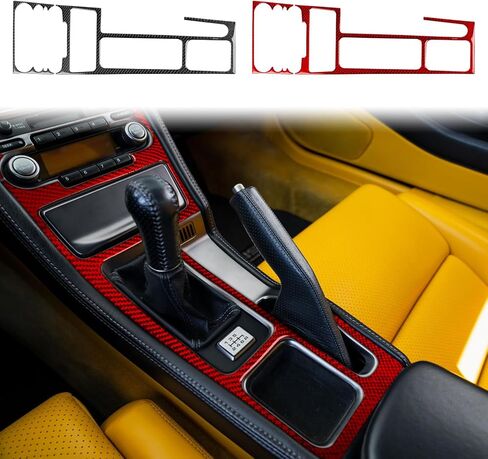 Real Bright Red Carbon Fiber Car Center Console Manual Gear Shift and CD Radio Player Control Panel Sticker Auto Interior Accessories Compatible with Acura NSX/NS-X(NA1/2)2-Door Coupe 1990-2005 in Saudi Arabia