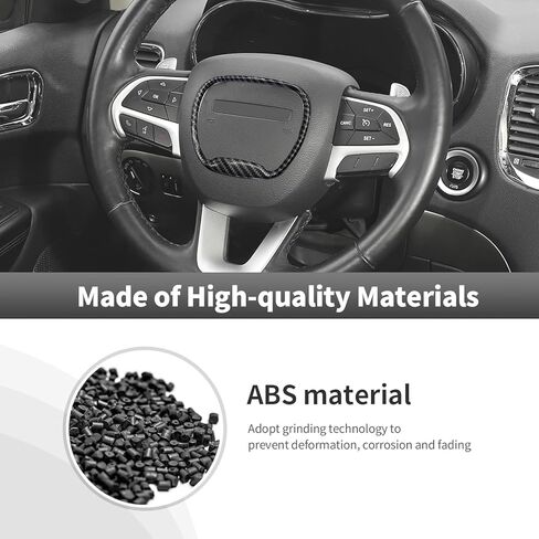 Central Control Steering Button Frame Trim with Dodge Challenger Durango Charger 2015-2025，Perfect Dodge Charger Steering Wheel Trim & Challenger Accessories，Black Carbon Fiber in Kuwait