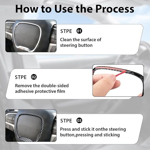 Central Control Steering Button Frame Trim with Dodge Challenger Durango Charger 2015-2025，Perfect Dodge Charger Steering Wheel Trim & Challenger Accessories，Black Carbon Fiber in Kuwait