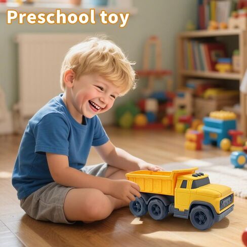 ألعاب سيارات للأطفال الصغار لعمر 1-3 سنوات، شاحنة قلابة صفراء، خالية من مادة BPA، خالية من الفثالات، PVC، بلاستيك معاد تدويره، شاحنة بناء، ألعاب للأطفال في الهواء الطلق، هدايا عيد الميلاد للأولاد والبنات in Kuwait