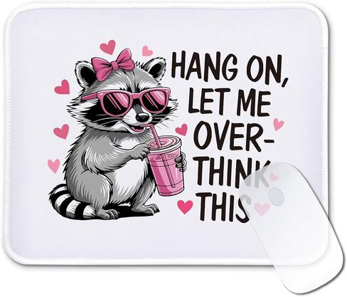 هدايا لوحة ماوس راكون مضحكة - دعني أفكر في هذا - لوحة ماوس غير قابلة للانزلاق مع حافة مخيطة - حصيرة ماوس مستطيلة لألعاب الكمبيوتر المحمول - هدايا ساخرة للزملاء والرئيس والصديق in Kuwait