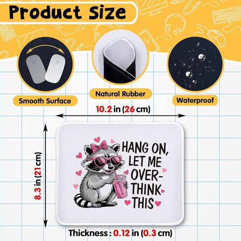 هدايا لوحة ماوس راكون مضحكة - دعني أفكر في هذا - لوحة ماوس غير قابلة للانزلاق مع حافة مخيطة - حصيرة ماوس مستطيلة لألعاب الكمبيوتر المحمول - هدايا ساخرة للزملاء والرئيس والصديق in Kuwait