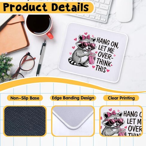 هدايا لوحة ماوس راكون مضحكة - دعني أفكر في هذا - لوحة ماوس غير قابلة للانزلاق مع حافة مخيطة - حصيرة ماوس مستطيلة لألعاب الكمبيوتر المحمول - هدايا ساخرة للزملاء والرئيس والصديق in Kuwait